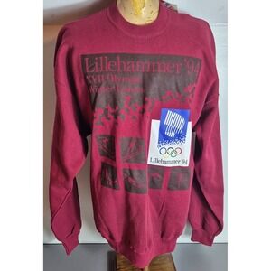 Vintage Hanes Lillehammer '94 Crewneck Sweatshirt XXL 2XL Burgundy NEW NWT